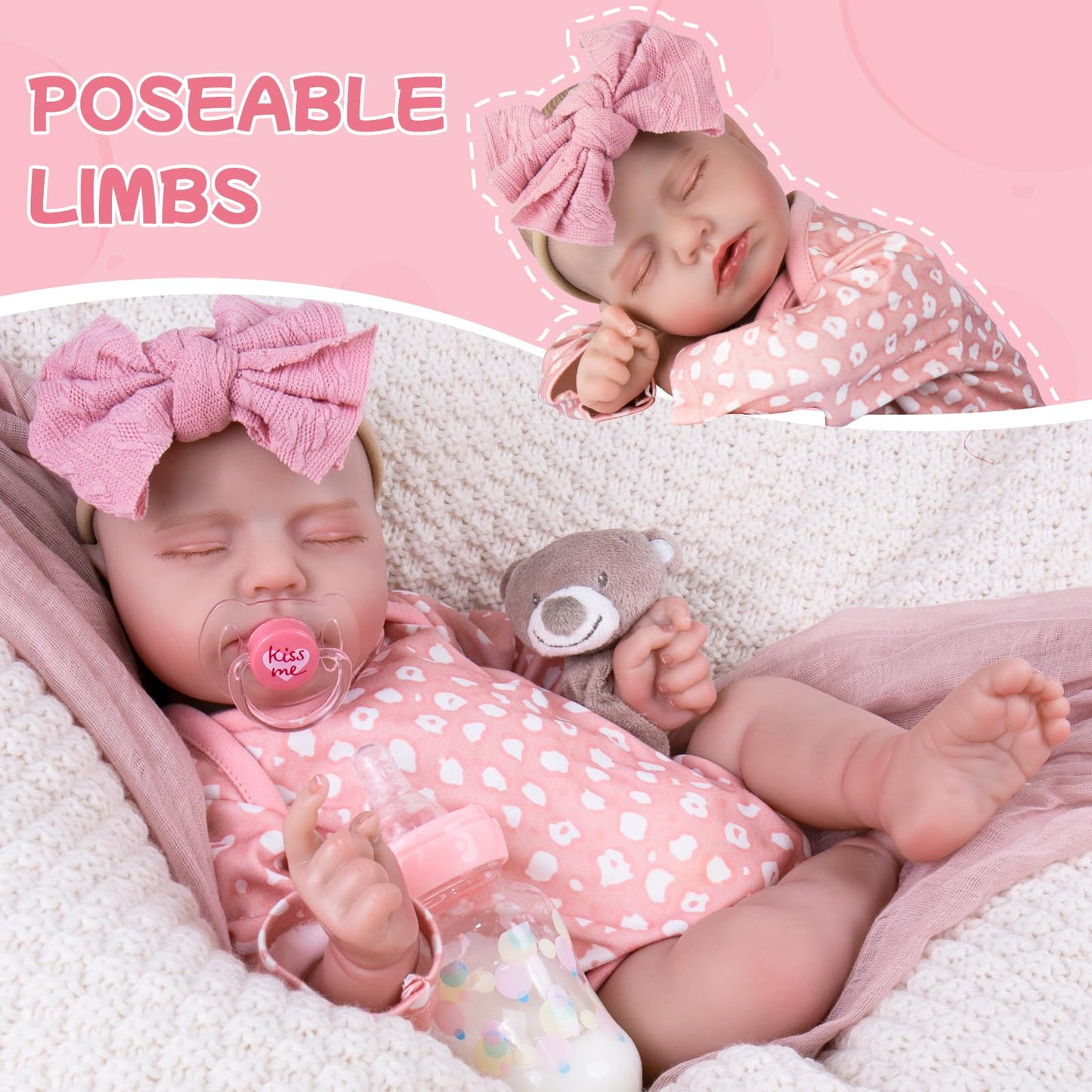 Aori Lifelike Reborn Baby Dolls Real Life Realistic Baby Dolls 20 '' Sleeping Newborn Baby Girl With Pink Clothes Set