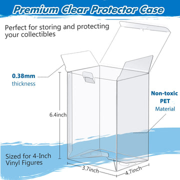 100 Pack Protectors Case Compatible With Funko- 4' Inch Pop Vinyl Figures, Crystal Clear Protectors, Heavy Duty Display Box W/ Protective Film & Locking Tab