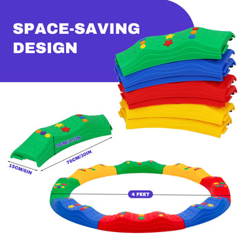 Balance Beam 8Pcs Balance Stepping Stones For Kids Non-Slip Wavy Interlocking Stepping Stones Set Balance Blocks Obstacle Course Colorful Sensory Toys For Toddler Indoor & Outdoor Fitness Equipment Build Coordination And Strength
