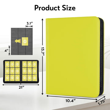 Card Binder 9 Pocket for 360 Cards - enhanced Trading Card Binder with Sleeves Protection Side Loading Card Collection Binder for TCG MTG YGO One Piece Collectible Cards (Yellow)