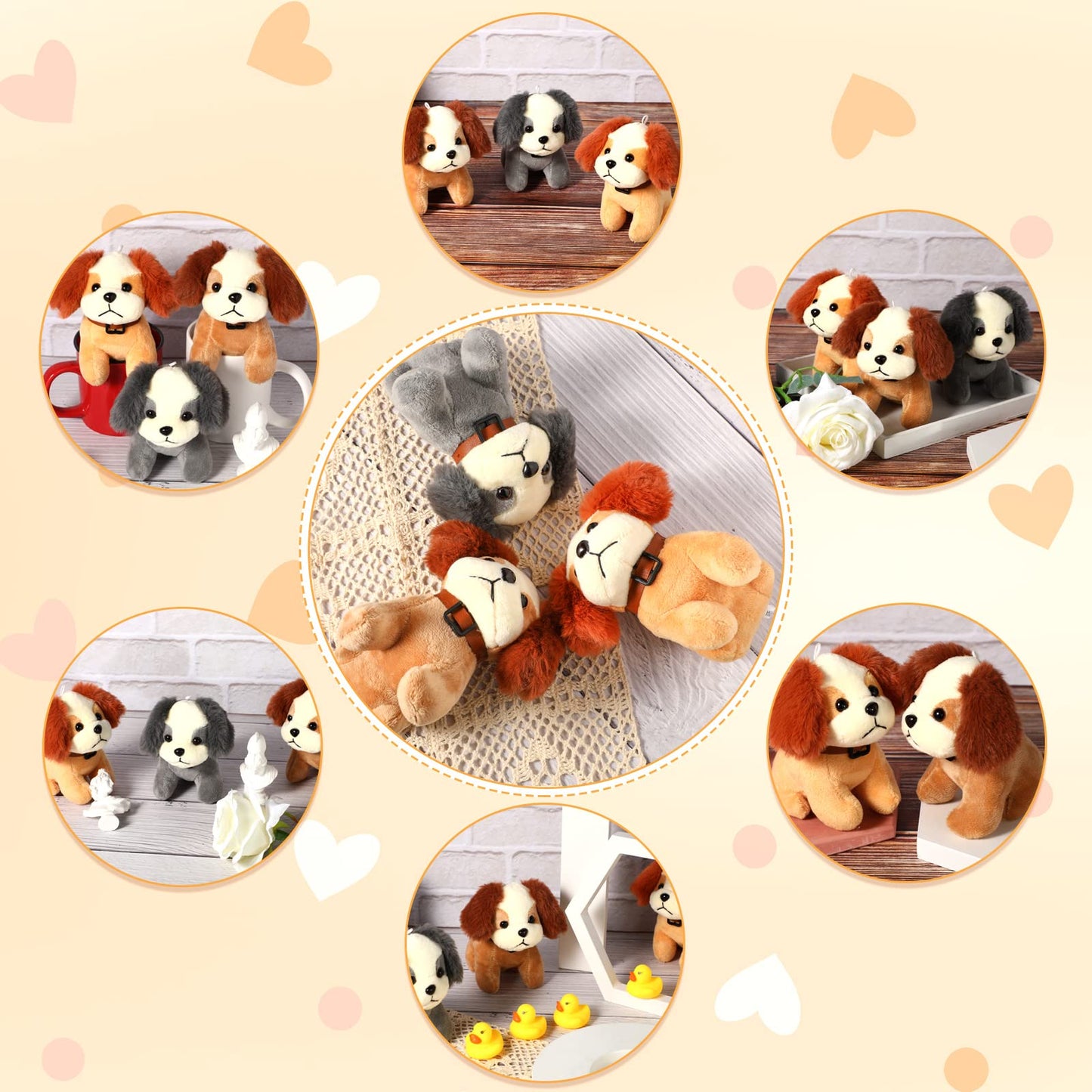 Sumind 9 Pcs Mini Plush Dog Stuffed Animals Bulk Dog Plush Party Favors For Easter Goodie Bag Fillers Baby Show Birthday(Plush Puppy)