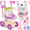 G.C Cat Toys For Kids Girls, Electronic Interactive Stuffed Cat Walk Meow And Wag Tail With Stroller Pet Care Accessories Toys P
