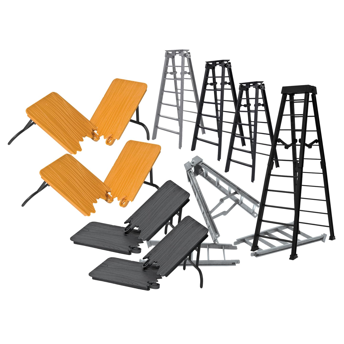 Figures Toy Company Deluxe Wrestling Table & Ladder Set - Gray, Plastic, Model FTC-TABLELADDER2