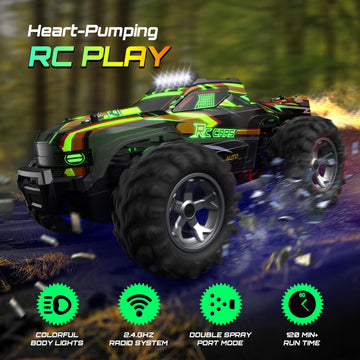 Remote Control Car for Boys, 1:16 Scale All Terrain RC Cars,High Speed 25Km/h Fast Car with Colorful Led Light and Spray, 2x1300