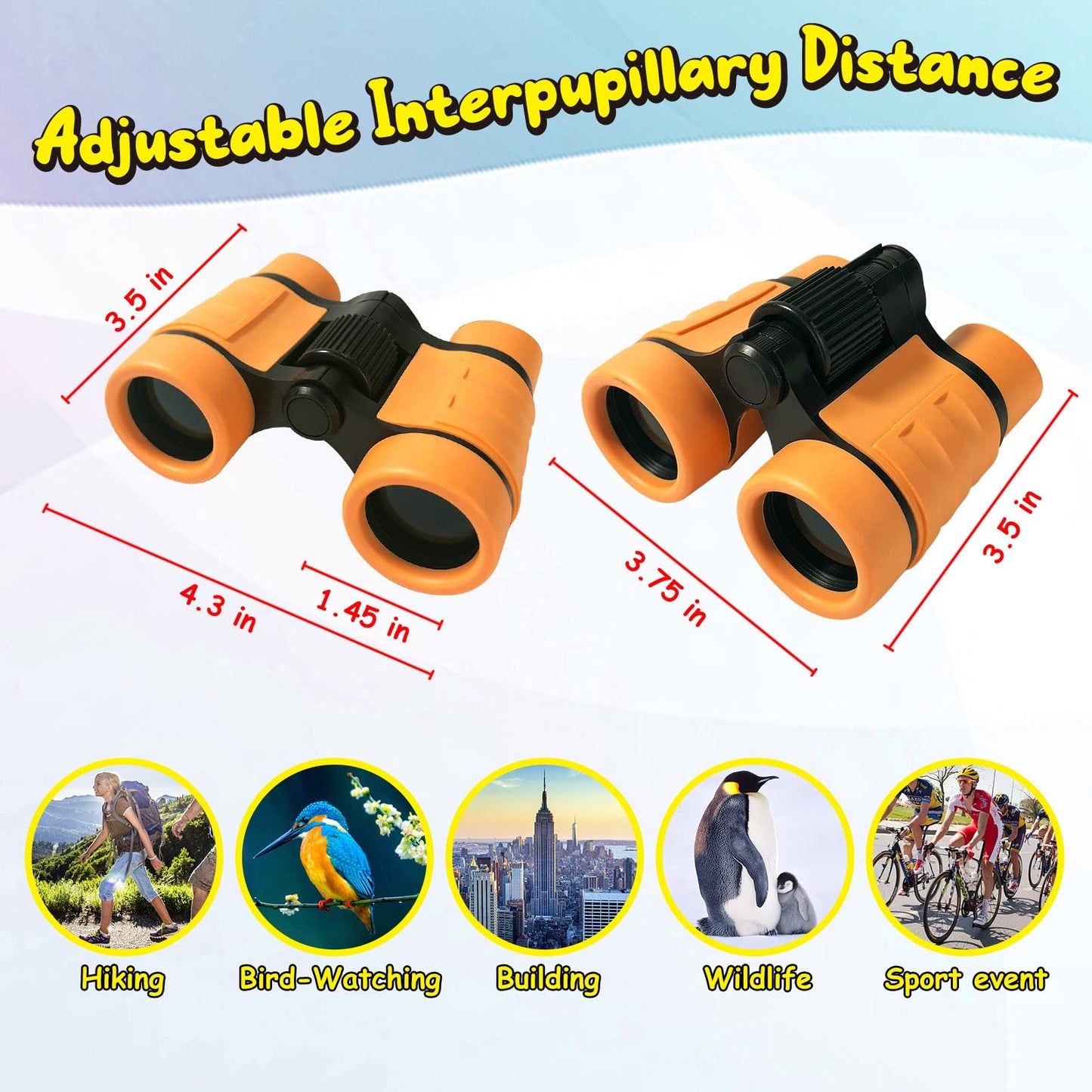 Essenson Binoculars For Kids Toys Gifts For Age 3-12 Years Old Boys Girls Kids Telescope Outdoor Toys For Sports And Outside Play Hiking, Bird Watching, Travel, Camping, Birthday Presents (Orange)