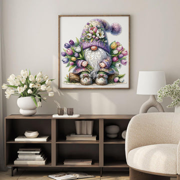 Gnome Wooden Puzzles for mature-themeds 200pcs Wooden Jigsaw Puzzles for mature-themeds Gnome Flowers Unique Shaped Jigsaw Puzzles Creative Gift for Friend Family Game Medium Size 10.6'' x 9.8''