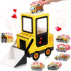Pasimy DIY Valentines Day Mailbox with 33 Construction Vehicle Cards Valentines Day Crafts for Kids Bulldozer Mailbox Classroom