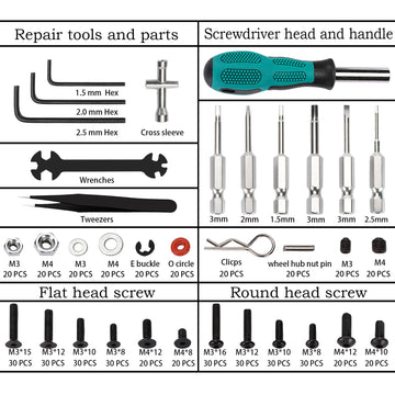 532 PCS RC Screw Kit RC Repair Tool Kit Universal RC Hardware Kit for Arrma Redcat Traxxas Axial HPI Losi 1/8 1/10 1/12 1/16 Sca
