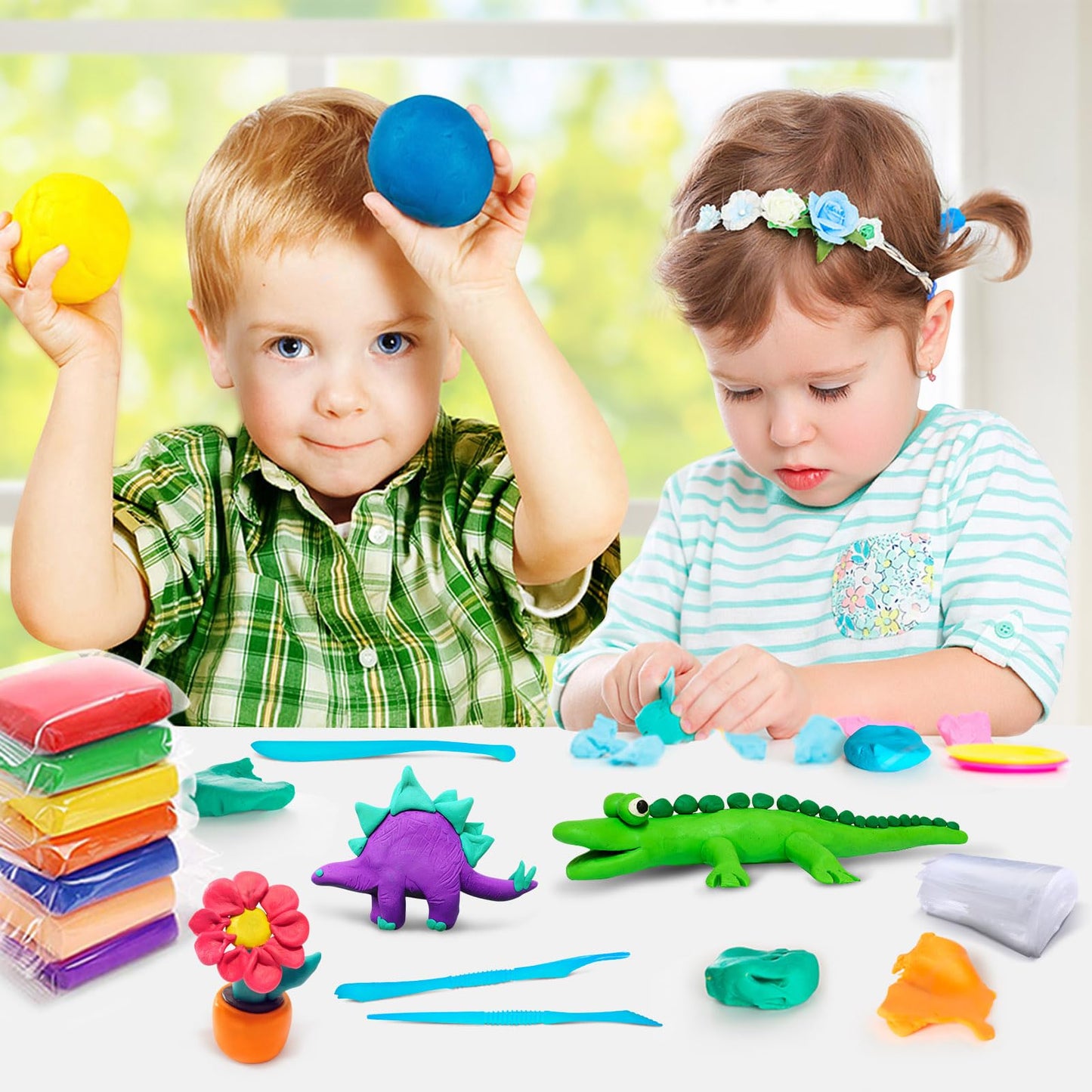 Essenson Air Dry Clay 76 Colors, Modeling Clay For Kids, Diy Molding Magic Clay For With Tools, Toys Gifts For Age 3 4 5 6 7 8+ Years Old Boys Girls Kids