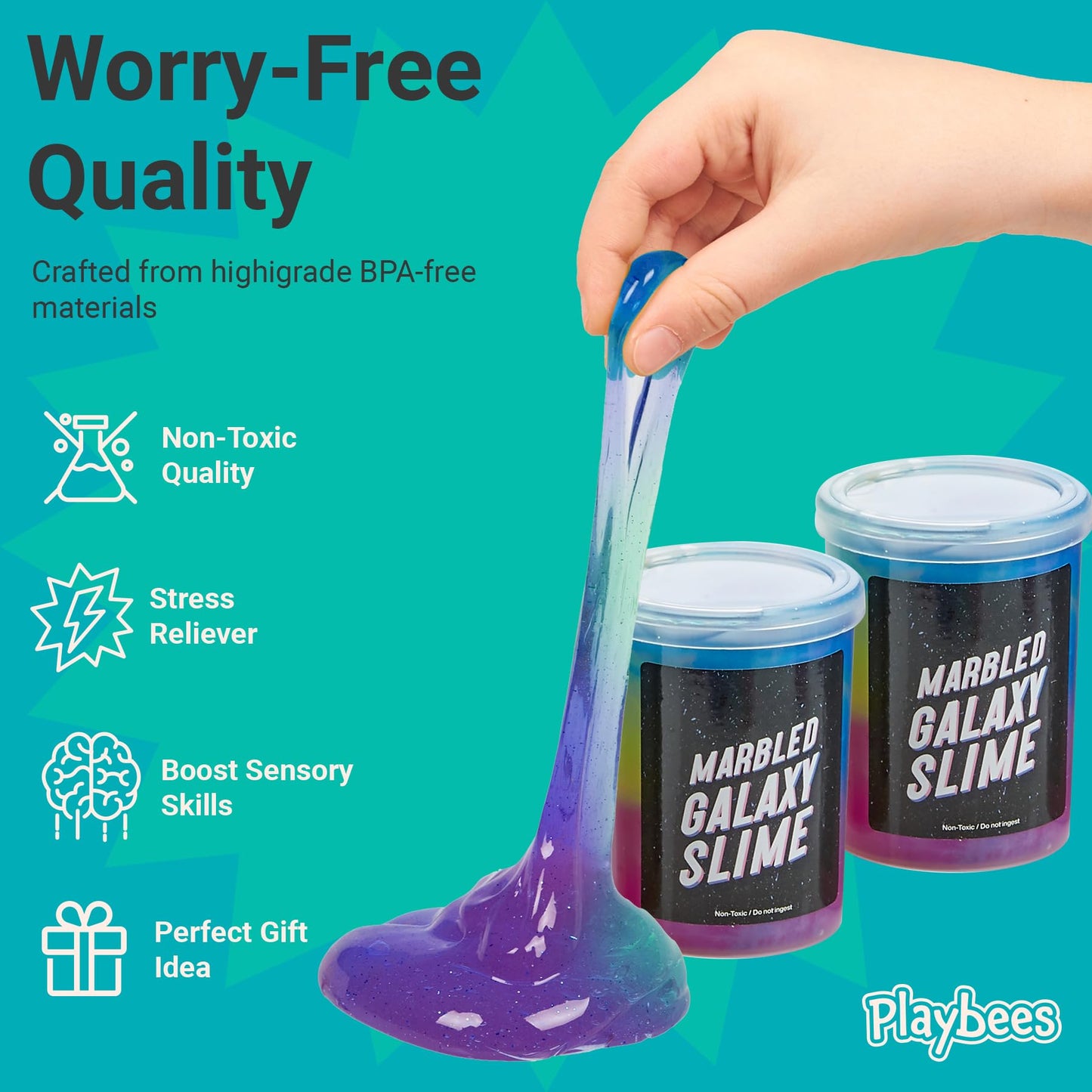 Playbees Galaxy Slime 6 Pack Marbled Slime Gooey Unicorn Fidget Kit Party Favors Safe For Girls Boys Stretchy & Non-Sticky Super