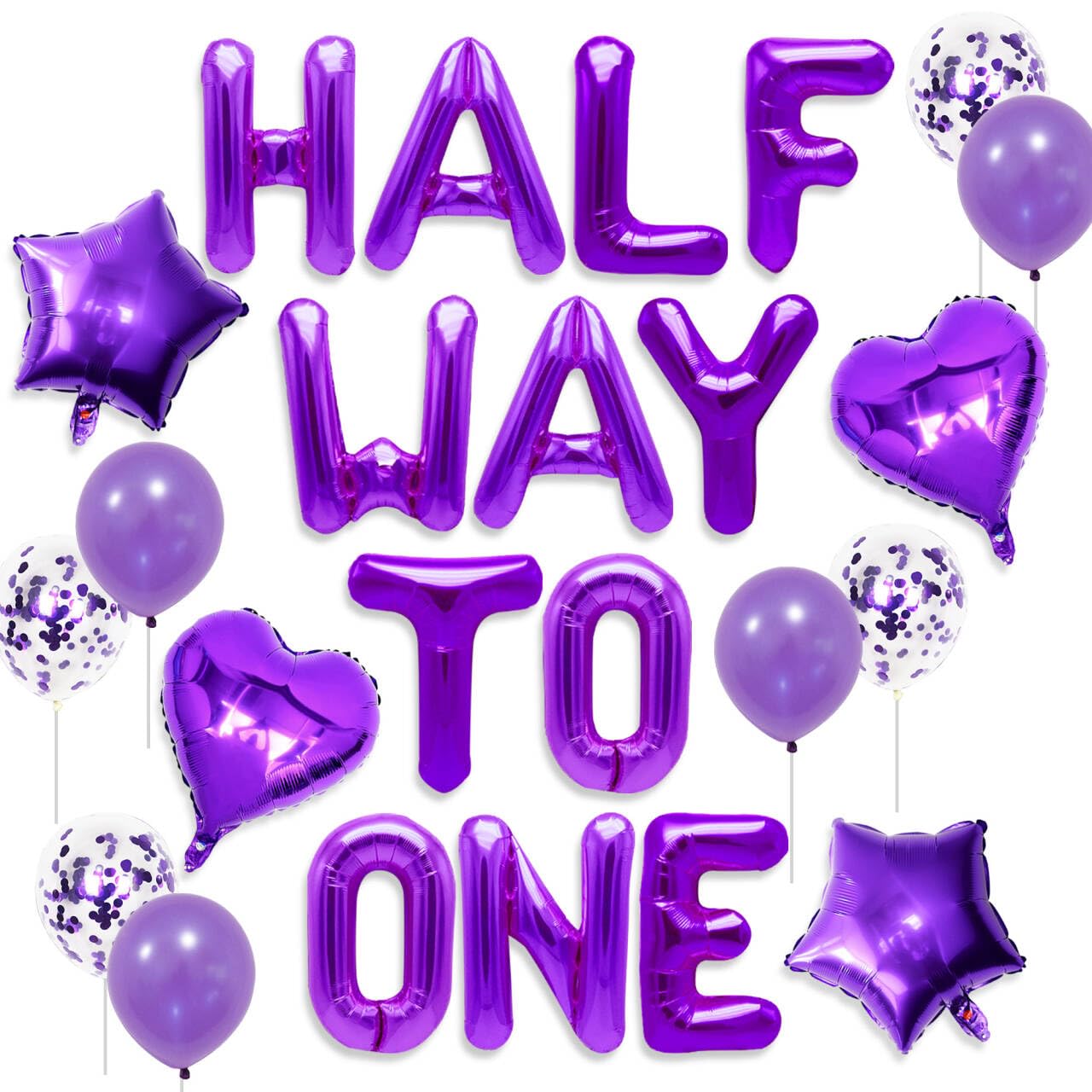 Jevenis Purple Half Way To One Balloons Half Way To One Decoration Half Birthday Decoration Half Birthday Balloons Half Birthday Party Supplies
