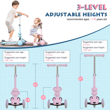 Mountalk Toddler Scooter/Balance Bike, 3 Wheels Scooter With Seat, Ride On Toys For Girls And Boys 1-6 Years (2 In 1 - Blue)