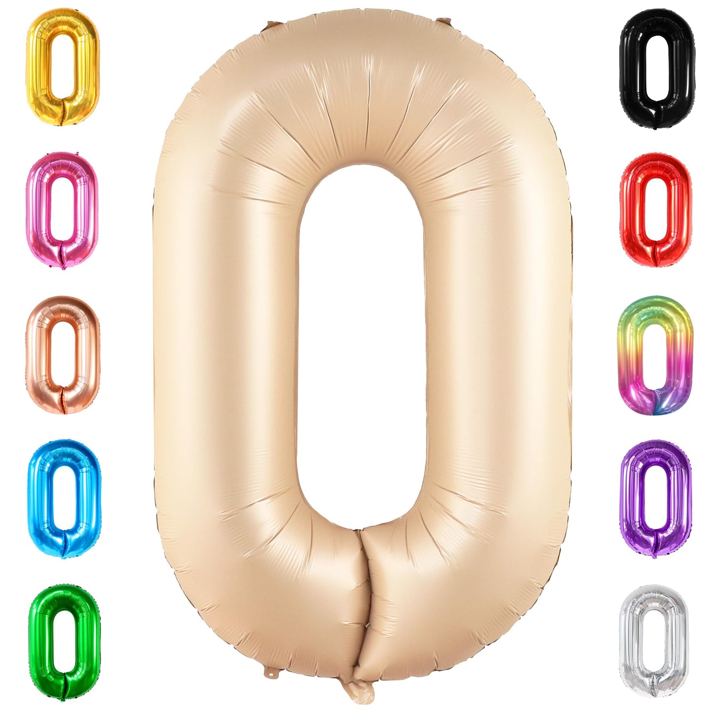 Katchon, Gaint Caramel 0 Balloon Number - 40 Inch | Retro Apricot Number Balloons | Zero Balloon For Neutral Party Decorations | Matt Tan 0 Ballon Decor | Balloon 0 Number For Blush Party Decorations