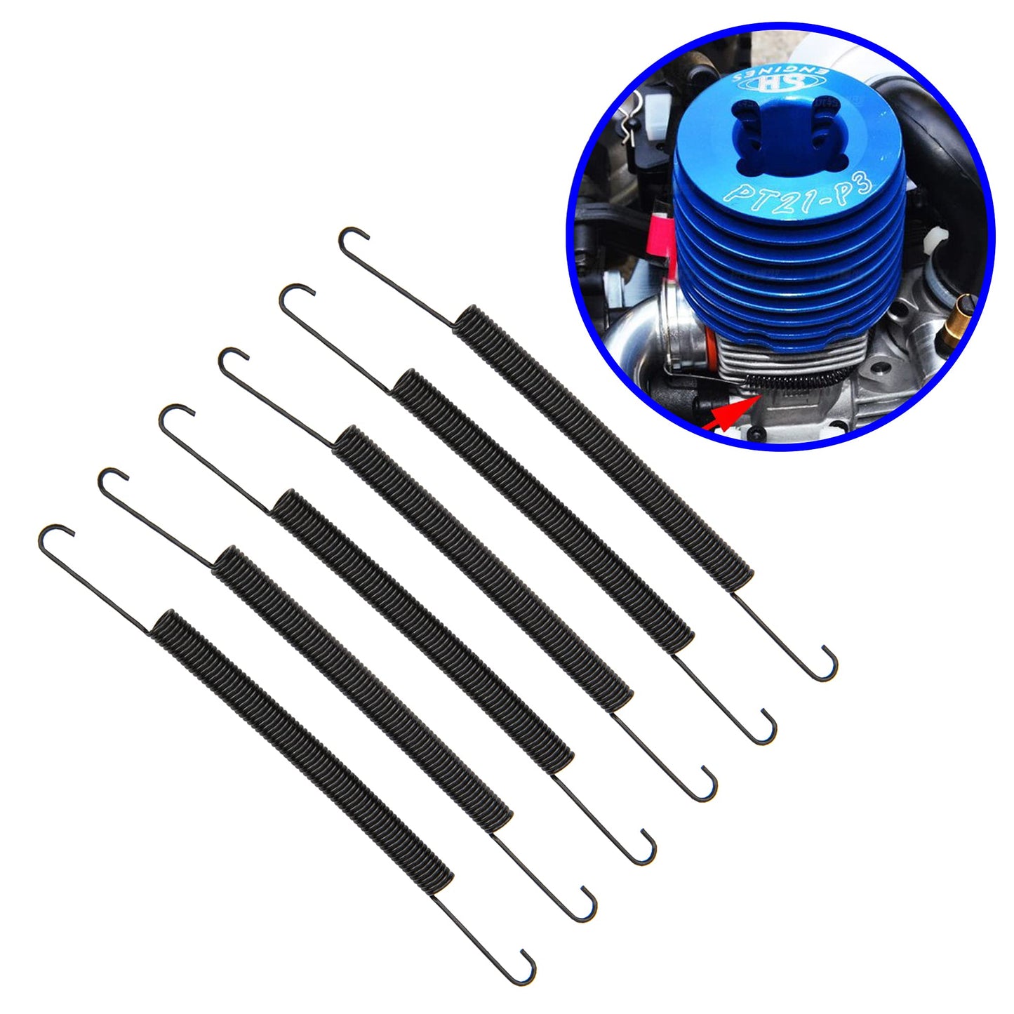 6Pcs Vgoohobby Exhaust Pipe Tubing Muffler Joiner Spring 100mm Compatible with HSP Himoto HPI Losi Kyosho Redcat 94086 94087 940