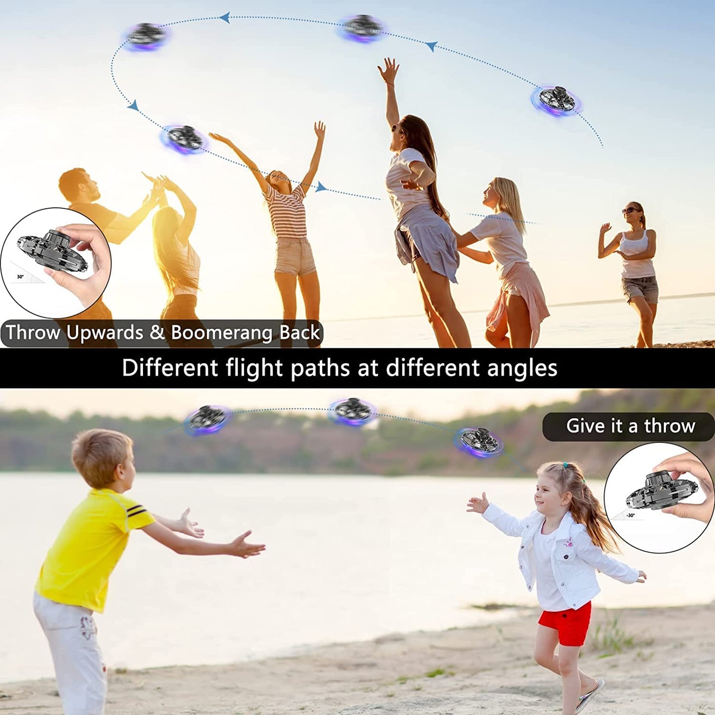 Flying Spinner Mini Ufo Drone, Ifly Spinner Fly Ufo Flying Fidget Spinner, Ifly Hand Controlled Boomerang Drone Cool Toys Gifts