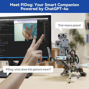 SunFounder PiDog AI Robot Dog Kit for Raspberry Pi - Voice & Video Recognition, Python, Metal, PiDog Color