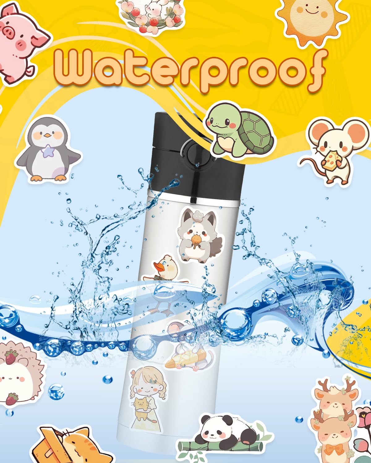 Aowdiao 100 Pcs Cute Animal Stickers For Kids Vinyl Water Bottle Stickers Cute Stuff For Kids Gifts Party Favors Classroom Must