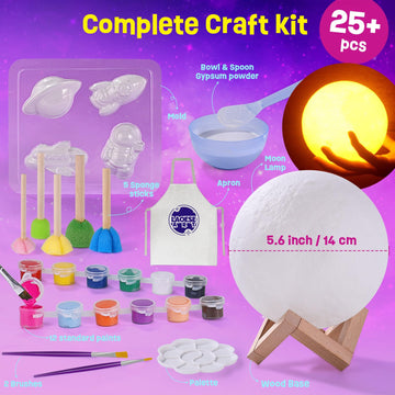 Paint Your Own Moon Lamp Kit, Cool Gifts DIY 3D Space Moon Night Light, Art Supplies Arts & Crafts Kit, Arts and Crafts for Kids