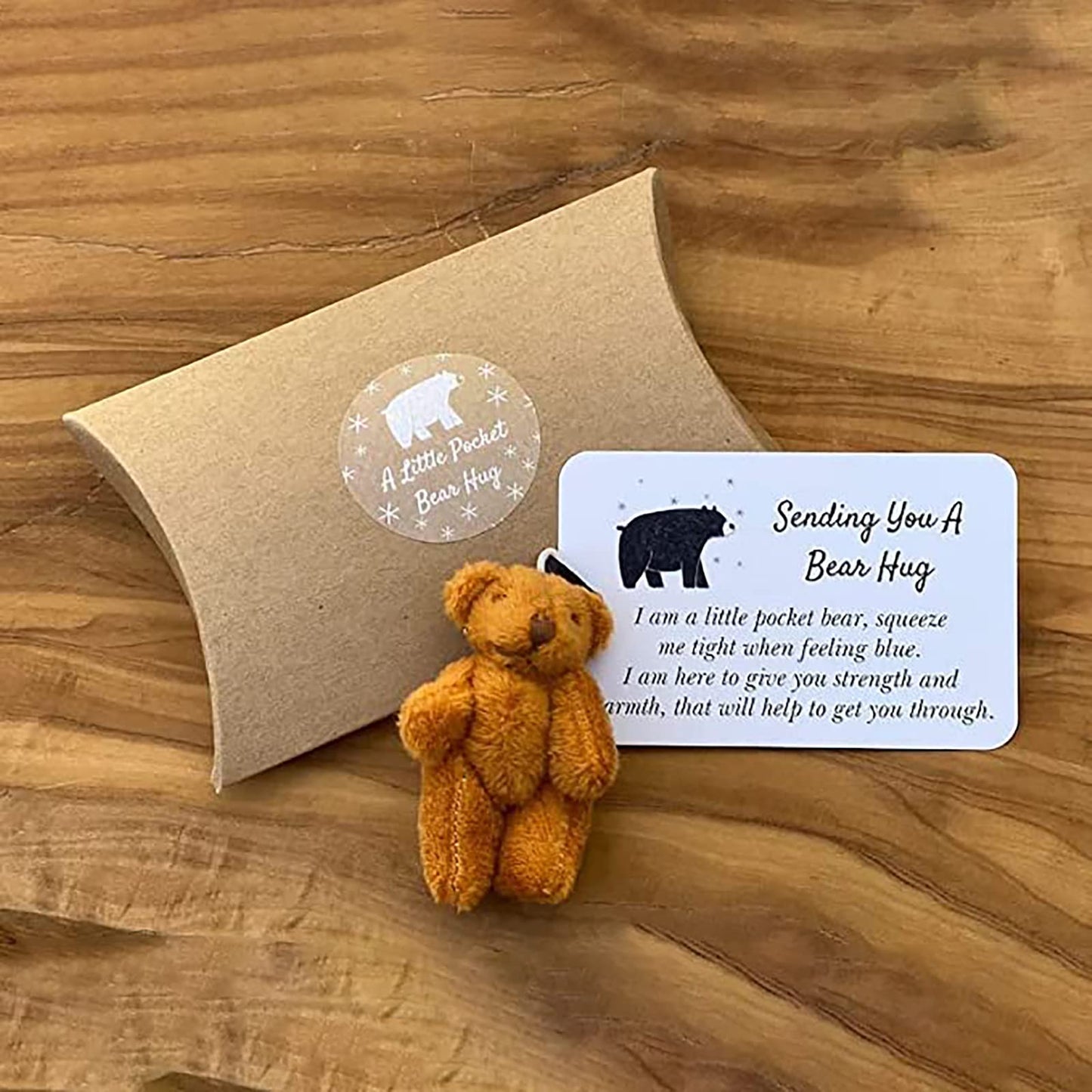 Siluyado A Little Pocket Bear Hug - Sending You A Bear Hug, With Pocket Hug Token Card, Emotional Support Plush Positive Gifts F