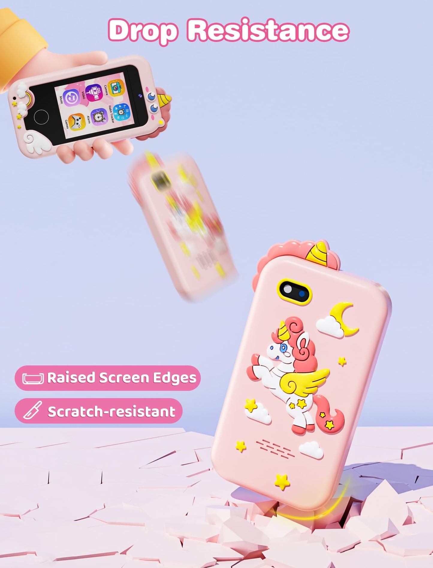 Kikidex Kids Smart Phone for Girls, Perfect Christmas Birthday Gifts for 3-10 Year Old Kids, Touchscreen Learning Play Toy Smart