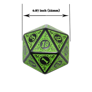 Smartdealspro 10-Pack Retro 26Mm Large 20 Sided Dice D20 Polyhedral Dice For Dnd Rpg Mtg Table Game(Retro Green)
