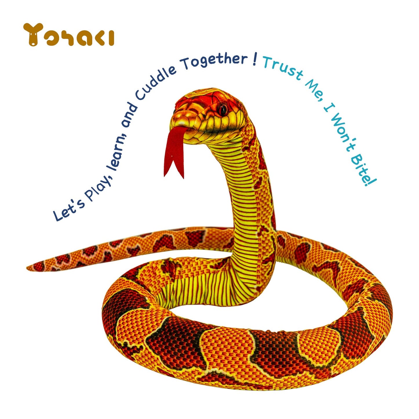 Yohaki Snake Plush Toy, 59'' Large Washable, Giant Simulation Plush Cuddle Toy, Soft And Cute Children'S Gift For Boys And Girls