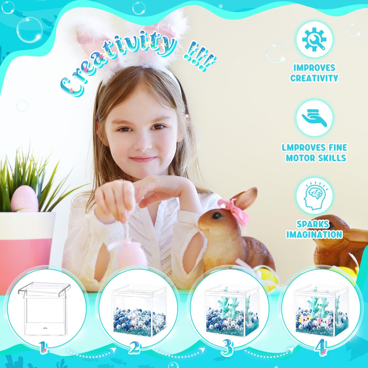Hydren Axolotl Diy Tank Axolotl Craft Mini Axolotl Figures Axolotl Beads Axolotl Gift Set Axolotl Charms(Cute Coral,Lake Blue)