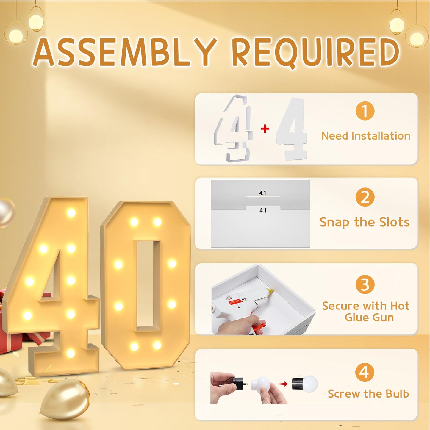 Imprsv 3Ft 40Th Birthday Decorations Numbers: 40Th Birthday Party Anniversary Decorations Large Light Up Numbers 40 For Men Wome