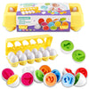 Looikoos Matching Egg Toy Set - 12 Play Eggs Toddler Toys - Educational Color And Number Recognition Skills -Learning Egg Game P