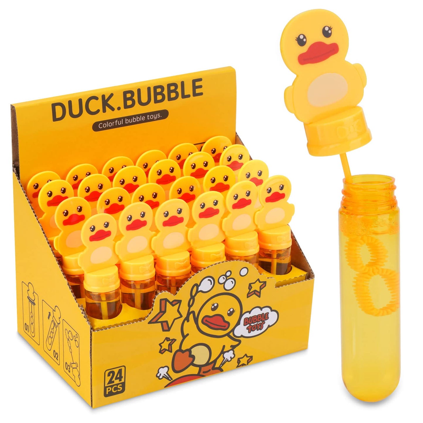 Bubbles For Kids Rubber Duck Toy Party Favors 24 Pcs Outdoor Bubble Wands Birthday Party Gift Bath Toy Rubber Duck Pool Toy Rubber Duck