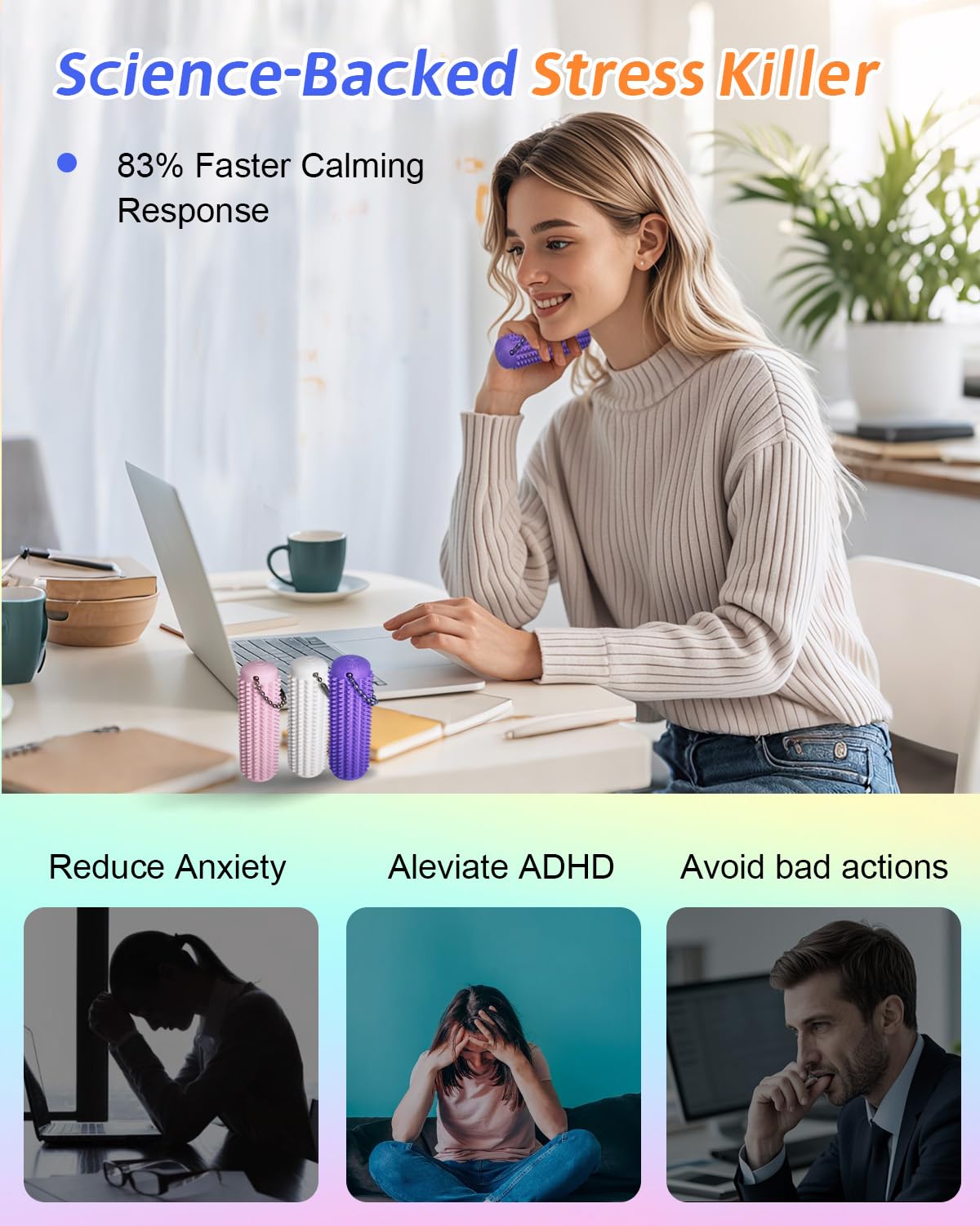 Little Ouchies Pain Fidget Toys For Adults, Spiky Sensory Anxiety Relief Stimming Tools, Pocket Stress Fidget Keychain With Spik