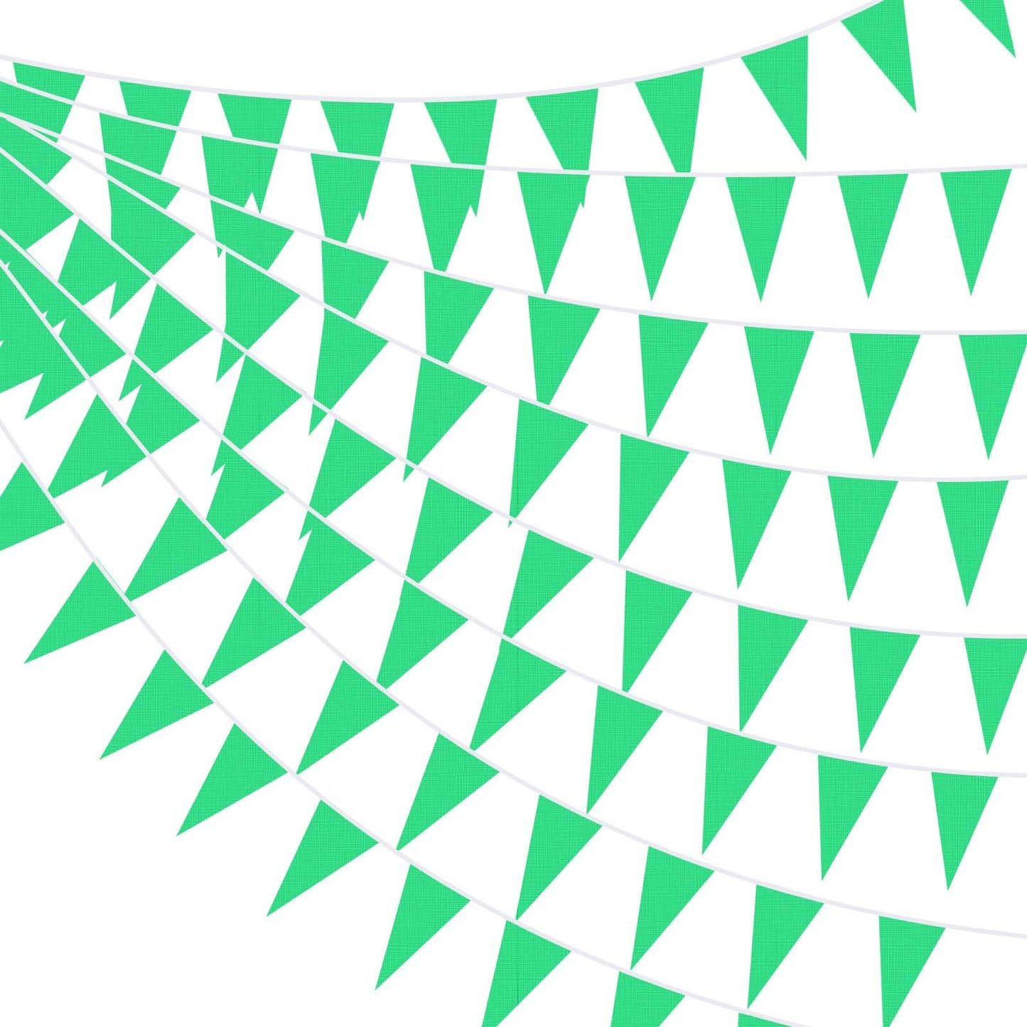 Tatuo 820 Ft 500 Pcs Pennant Banner Flag String Hanging Triangle Bunting Flag For Party Celebration Holiday Wedding Decoration, 10 Set (Green)