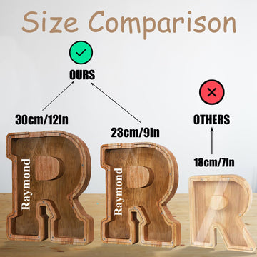 Fao Thuofyr Extra Large Wooden Piggy Bank - Piggy Bank For Kids,Piggy Bank Girls, Piggy Bank For Boys,Alphabet F Money Bank,Coin