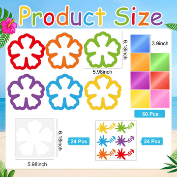 Cinrobiye 24 Set Summer Suncatcher Craft Kit DIY Hawaii Ornaments Luau Moana Tissue Paper Art and Craft Kit Hibiscus Hanging Orn