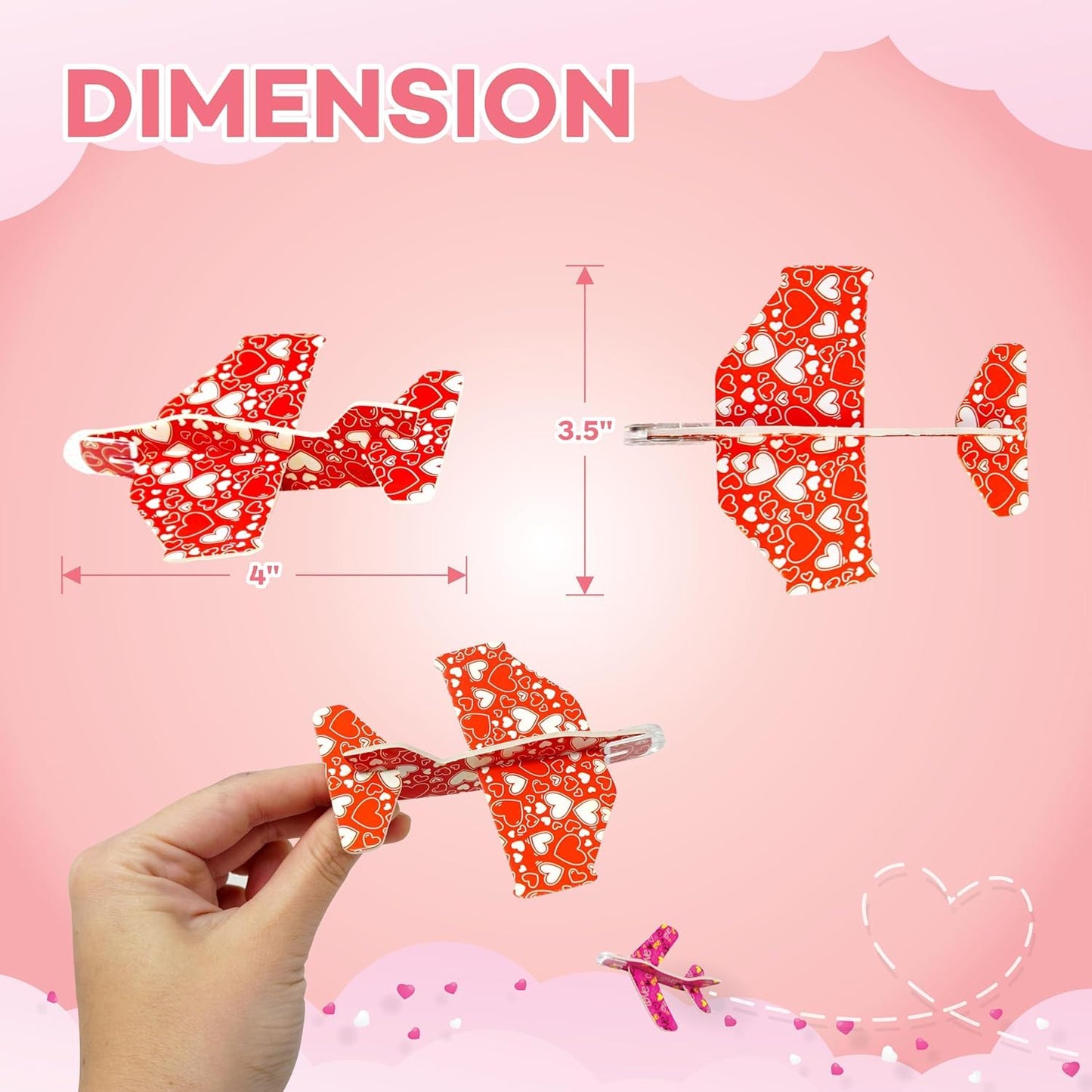 4Es Novelty 36 Pack Valentines Day Foam Airplanes Gliders with Valentines Cards for Kids Boys Girls, Individually Wrapped, Clas