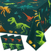 Tudomro 3 Pieces Dinosaur Plastic Party Tablecloth Dinosaur Birthday Table Cover Decorations Disposable Dinosaur Table Cover For