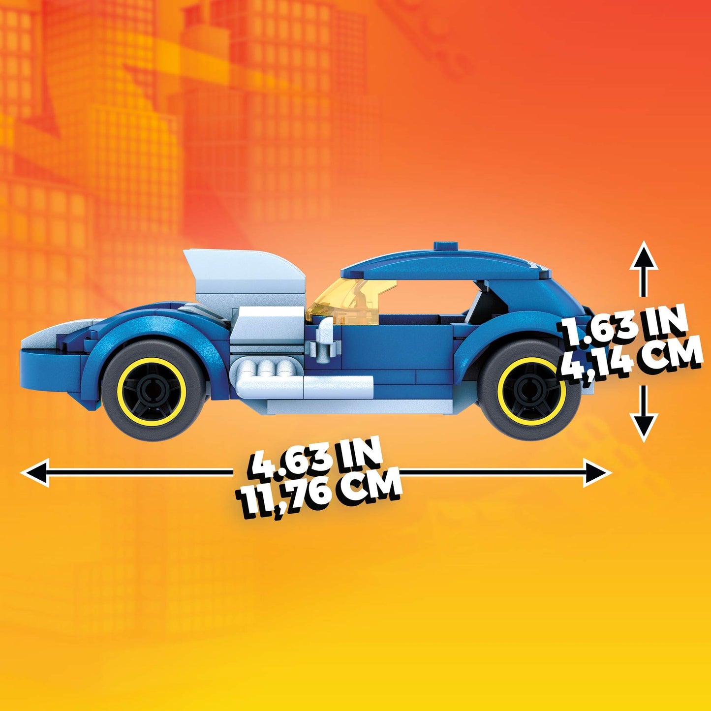 Mega Construx Hot Wheels Race Car Building Toys Set, Twin Mill With 111 Pieces, 1 Micro Action Figure Driver, Blue, Kids Ages 5+ Years
