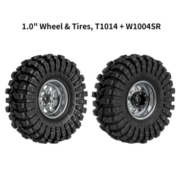 INJORA 1.0 Beadlock Wheel Tires Set -3.78mm Offset Wheel Rims for 1/18 1/24 RC Crawler Car Axial AX24 SCX24 FMS FCX24 TRX4M,Silv