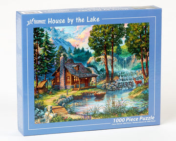 Vermont Christmas Company 1000 Piece Jigsaw Puzzle - House by The Lake, Puzzle Board