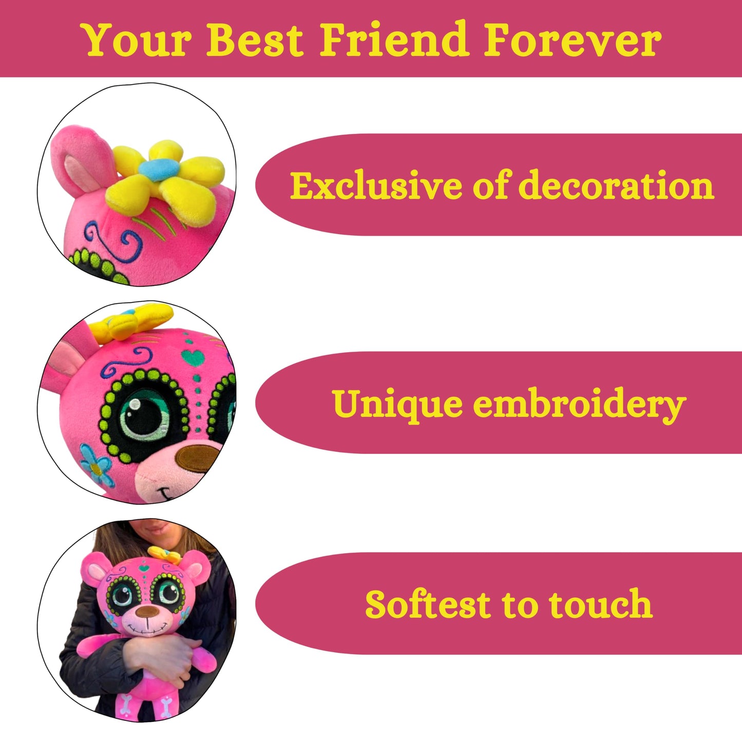 Fluffaroo Sugar Skull Teddy Bear (Mirage Black)
