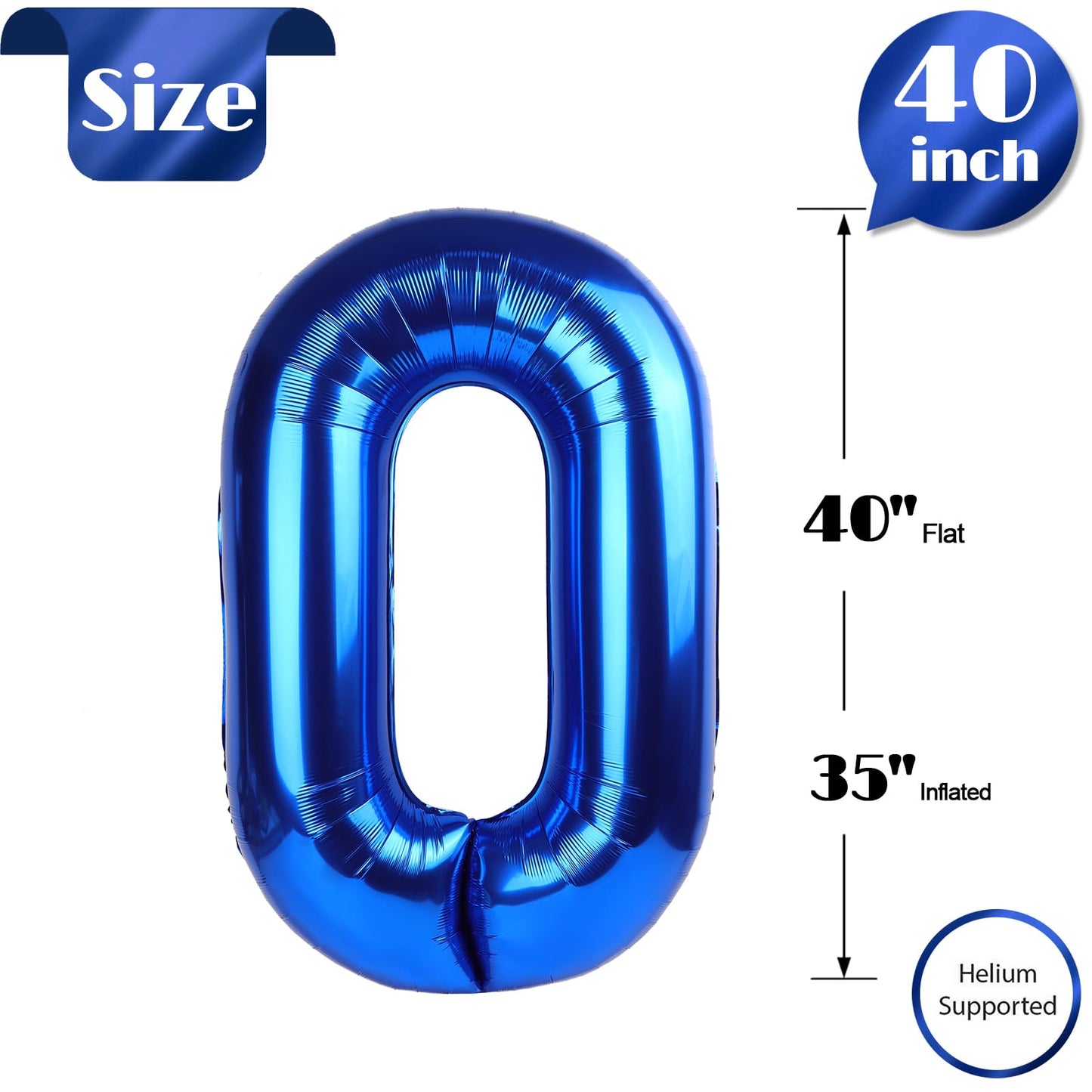 Metallic Blue Number 0 Balloon 40 Inch, 0 Balloon Numberfor 10Th 20Th 30Th 40Th 50Th 60Th Birthday Decorations, Navy Blue Party