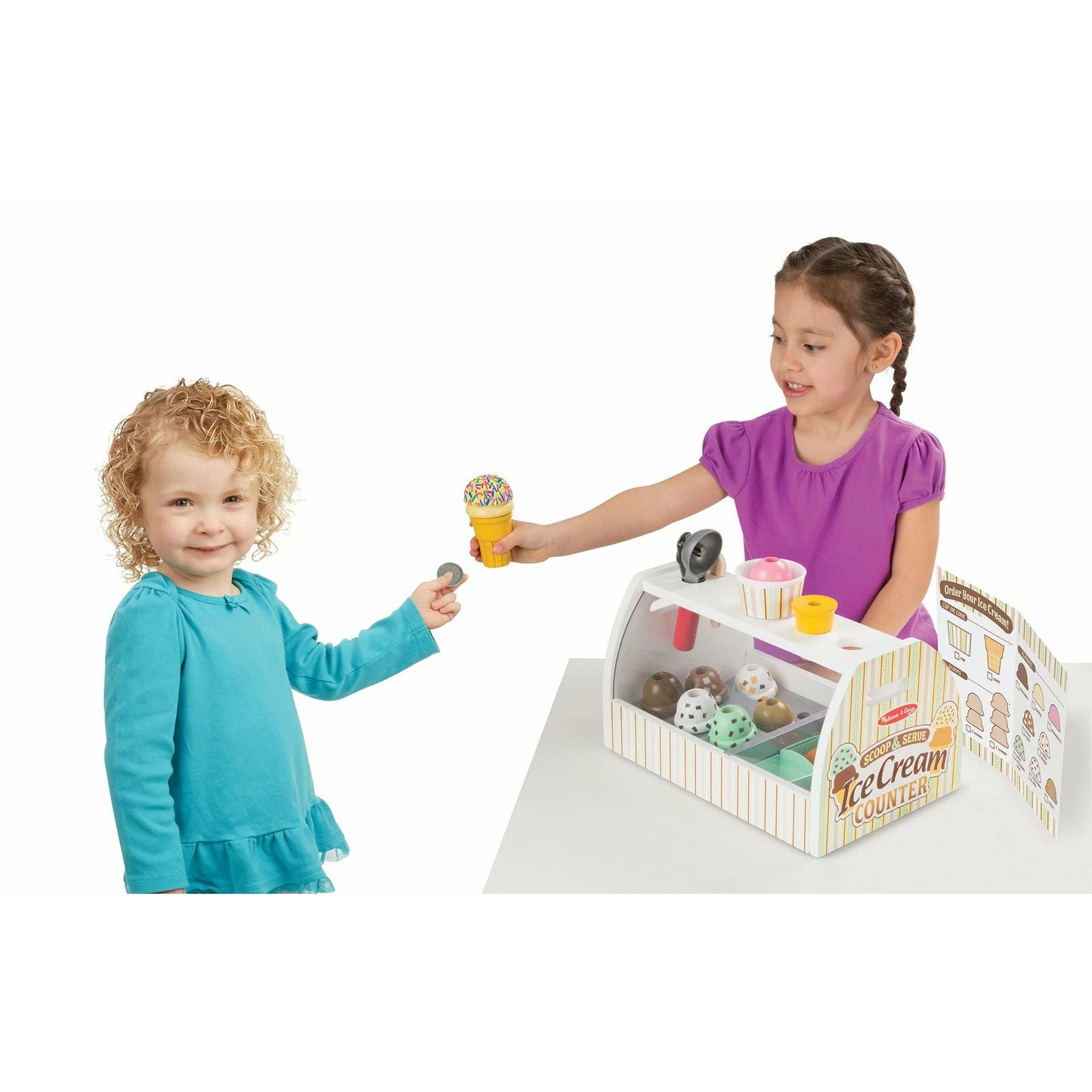 Melissa & Doug Wooden Scoop And Serve Ice Cream Counter With Play Food And Accessories (28 Pcs) Pretend Food, Ice Cream Toys, Fo