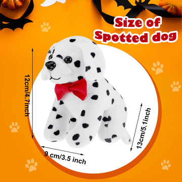 Kathfly 4 Pieces Halloween Plush Toy Dog Dalmatian Stuffed Animal Dalmatian Dog Spotted Stuffed Puppy Cuddly Sitting Stuffed Ani