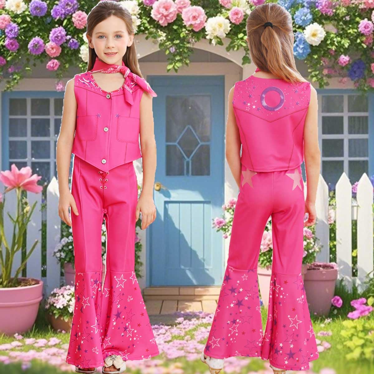 Itvti Cowgirl Costume Girls Hot Pink Kids Disco Outfits Movie Dress Up For Halloween Birthday Party Cosplay, 5-6 Years (Tag 120)