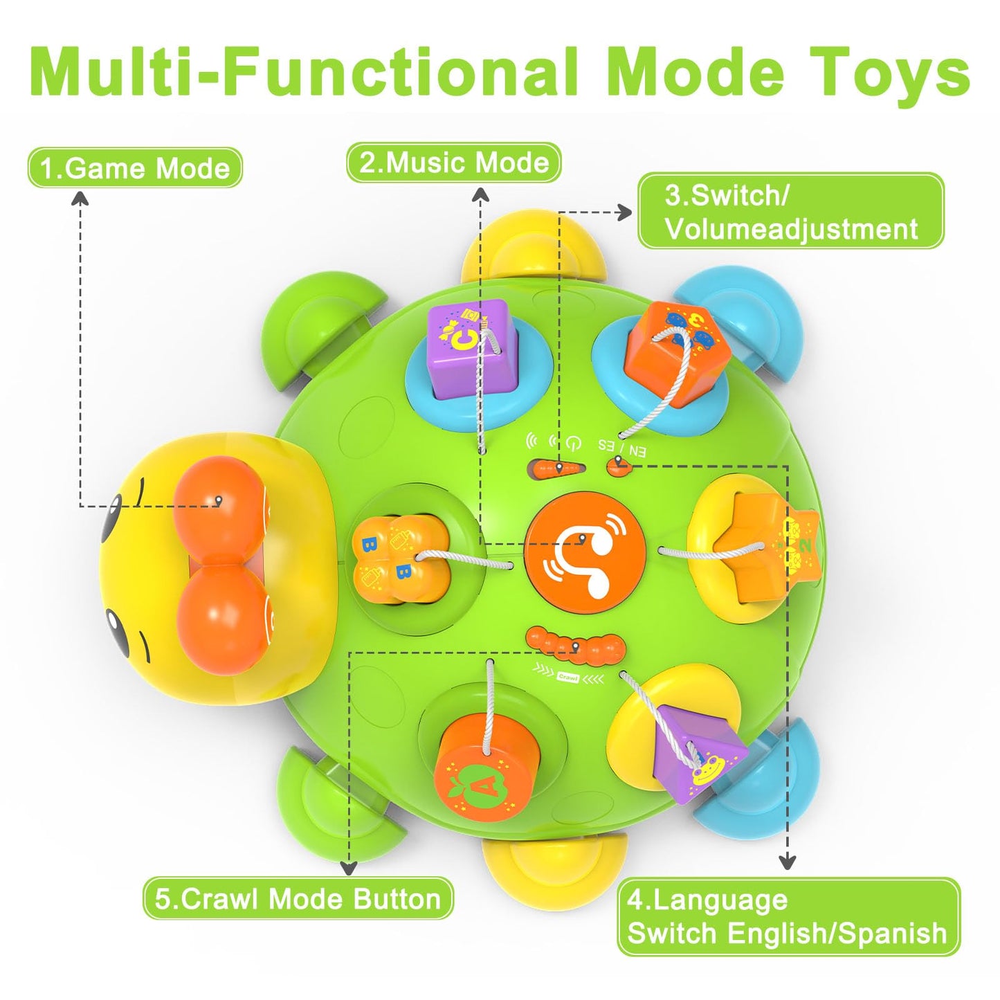 Holaxander Musical Ladybug Baby Toys 6-12 Months, Infant Early Educational Learning Crawling Toys For 1 Year Old Boy, Newborn Fi