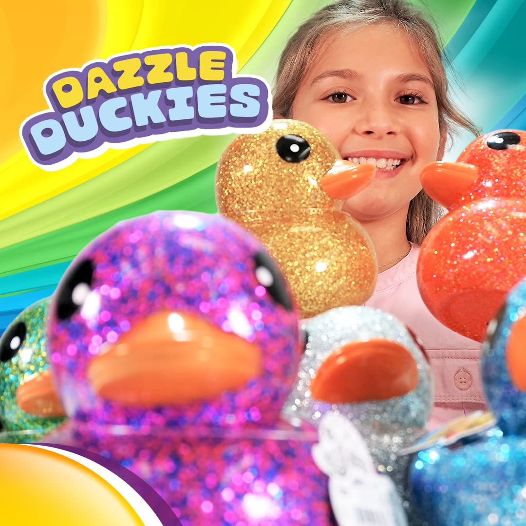 JA-RU Giant Glitter Rubber Ducks (2 Ducks Assorted) 7'' Large Rubber Duck. Kid Bath Toys. Stress Relief Fidget. Beach & Pool Toy