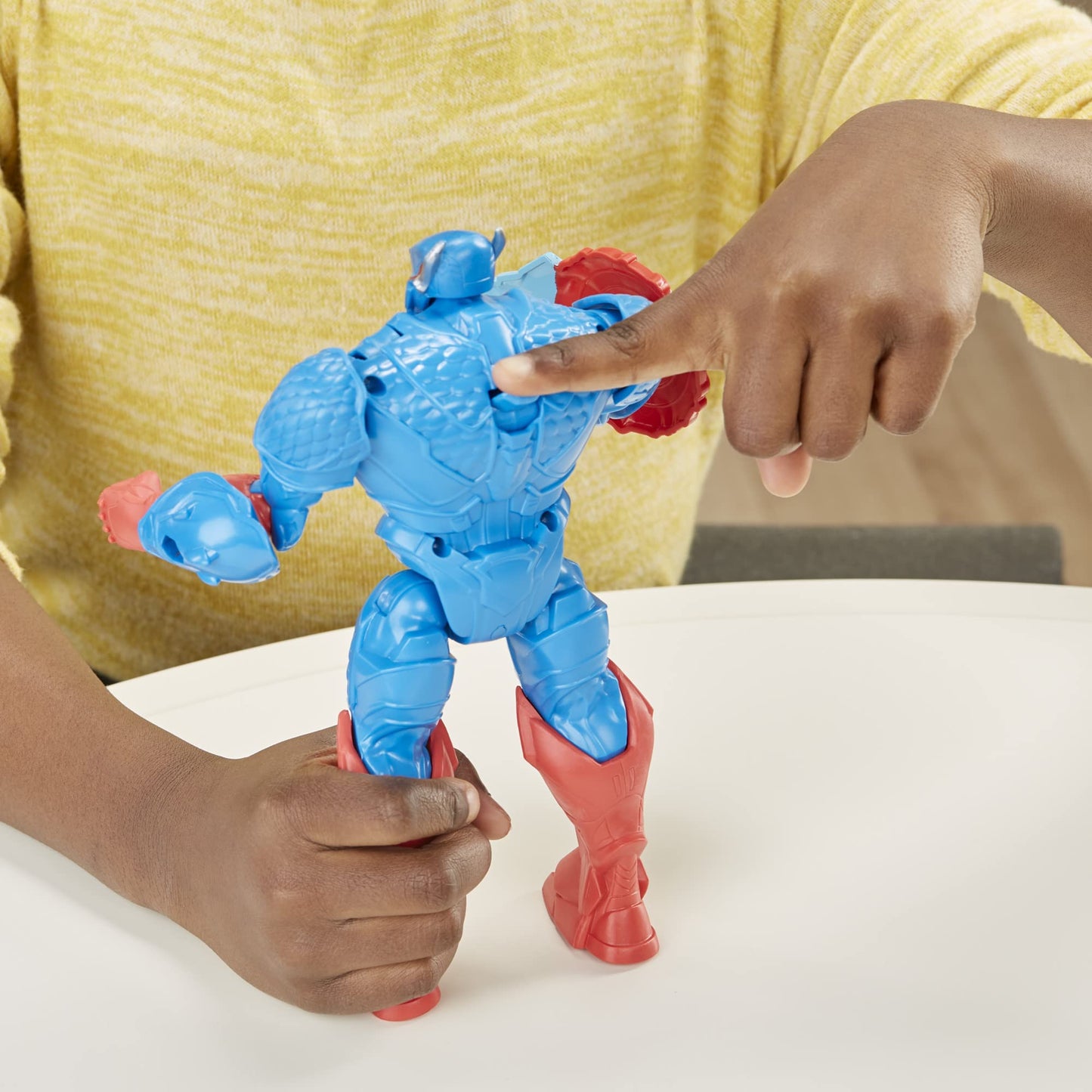 Marvel Avengers Mech Strike Captain America Action Figure, 8-Inch, Multicolored, F5072, Deluxe Toy for Kids Ages 4 and Up