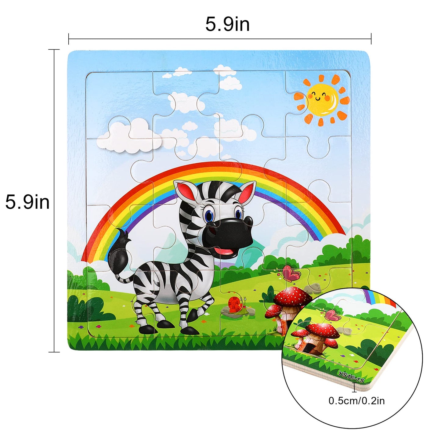 Sannix 12 Pack Wooden Jigsaw Puzzles For Toddlers 3 4 5 Years Old, Party Favors Animals Jigsaw For Kids, Transportation Educatio