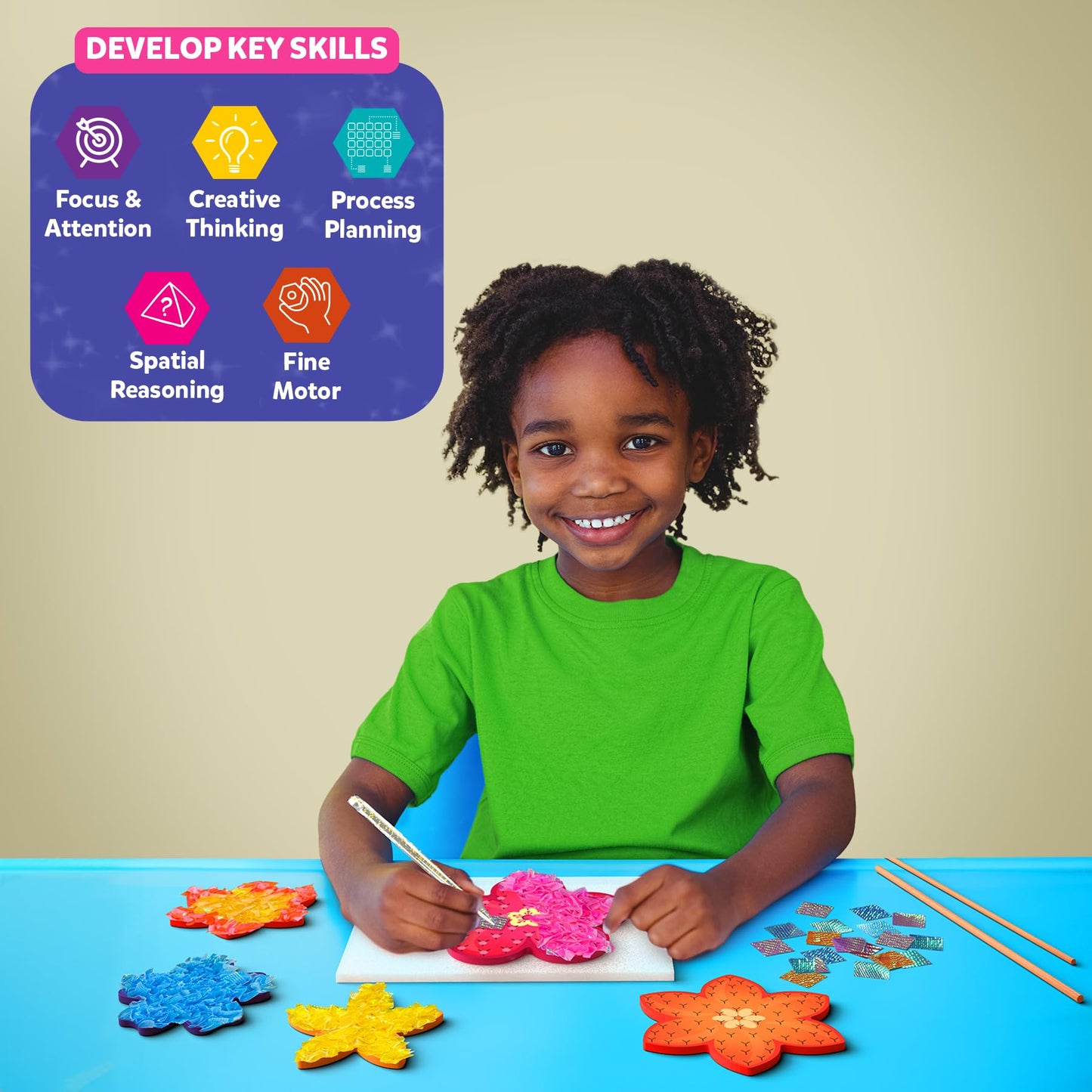 Skillmatics Poke-In Art - Flower Bouquet, Easter Basket Stuffers, Mess-Free Fun For Kids, Diy Craft Kits, Creative Activity, Gifts For Girls & Boys Ages 4, 5, 6, 7, 8, 9