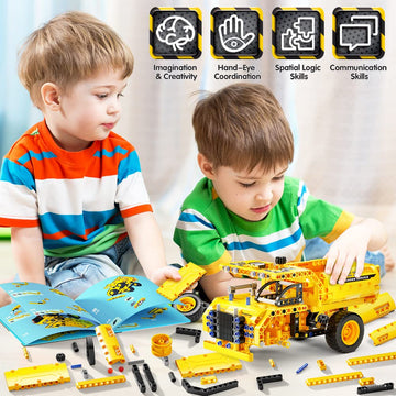 Jyusmile Stem Toy Building Toy For Age 6, 7, 8, 9, 10, 11, 12 Years Old Kids Boys Girls - 2-In-1 Truck Airplane Take Apart Toy, 361 Pcs Diy Building Blocks Kits, Engineering Construction Toy